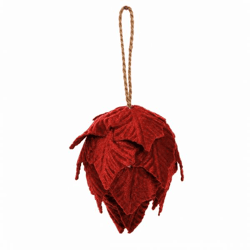 Weihnachtskugel „Velvet“ rot, 12 cm