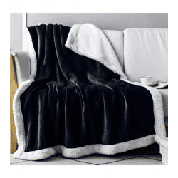 Wendbare Everlasting Comfort Plüsch-Sherpa-Fleecedecke Kuscheldecke 127 x 165 cm Schwarz