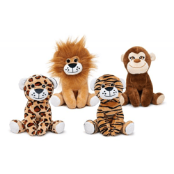 Wildtiere, Plüschfigur sitzend 4-fach 20 cm