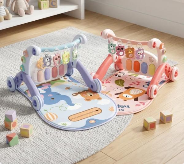 Baby Spielmatte mit Lauflernwagen, 3-in-1 Aktivitätscenter (A225)
