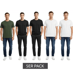 Hochwertiges 5er Pack SCOTCH & SODA Crew Neck Herren T-Shirt Basic-Shirt Unterziehshirt Baumwoll-Shirt SSFA25M2312806 019 Schwarz/Weiß/Gr
