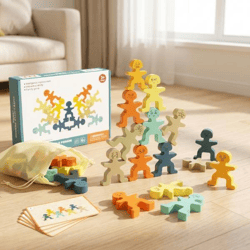 Holzspielzeug, Balancier-Spiel, Stapelbare Holzfiguren