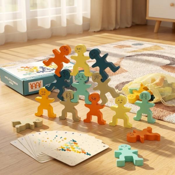 Holzspielzeug, Balancier-Spiel, Stapelbare Holzfiguren