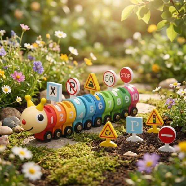 Holzspielzeug - Raupe Lernspielzeug - Spielzeug NEU