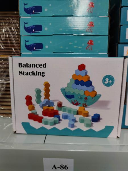 Kinder Stapelspiel, Holz Bausteine Wackeltur