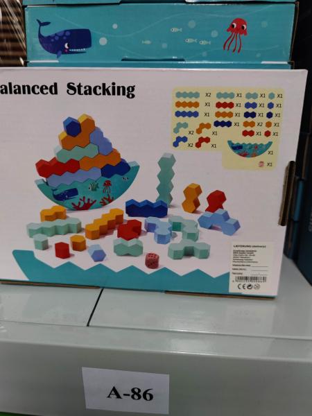 Kinder Stapelspiel, Holz Bausteine Wackeltur