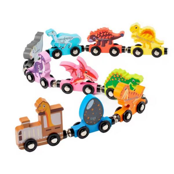 Magnetischer Holz-Dinosaurier-Zug - 8-teilig