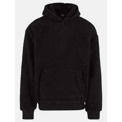 moderner URBAN CLASSICS Herren Hoodie Rippbündchen Kapuze Schwarz