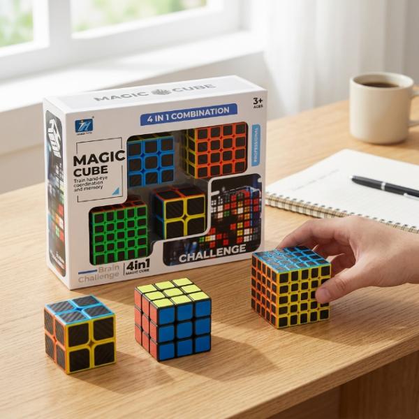 Original JiehuiToys® MAGIC CUBE - 4in1 Würfel Set (A38) NEUWARE