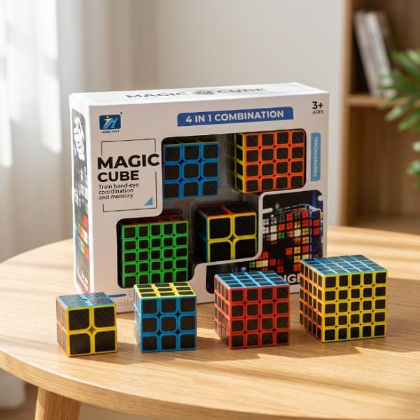 Original JiehuiToys® MAGIC CUBE - 4in1 Würfel Set (A38) NEUWARE