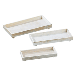 Decorative plate, rectangular, set of 3, cream antique
