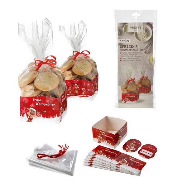 Geb&auml;ck- und Pralinenschachtel Weihnachten, 2/s, 6er Set