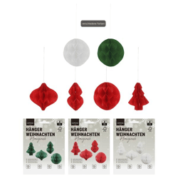 Hänger Weihnachten Honeycomb, 3/s, 4er Set,ca.8cmH