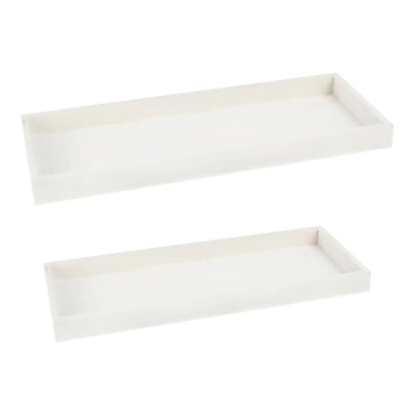 Holztablett, rechteckig, wei&szlig;, 2er Set