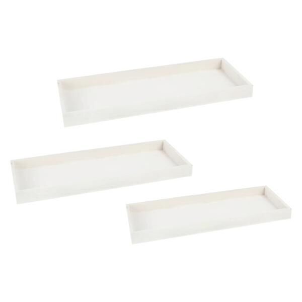 Holztablett, rechteckig, wei&szlig;, 3er Set