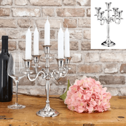 Candlestick 5 arm, silver, approx. 30cmH