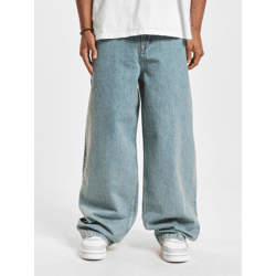 Casual DEF Men's Jeans with Zipper Pockets, Cotton, Blue