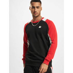 lässiges Starter Herren Sweatshirt Rippbündchen 300 g/m² mit Baumwolle Schwarz/Rot