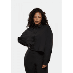 Casual URBAN CLASSICS Women's Stretch Oversized Polo Shirt, 110 g/m², with cotton, black