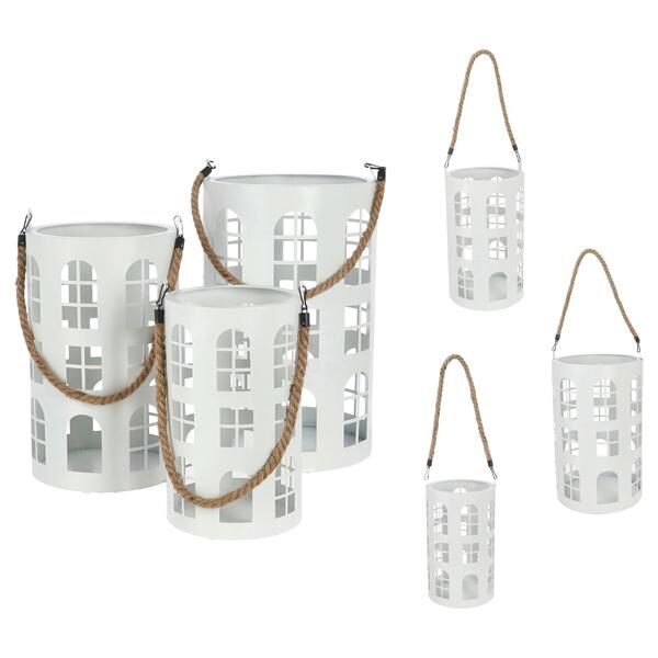 Laterne, wei&szlig;, Fenster, 3er Set