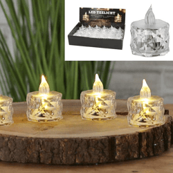 Crystal-Clear LED Tea Light, 5 cm H