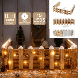 LED Fence with Snow, Natural, approx. 90x10 cm
