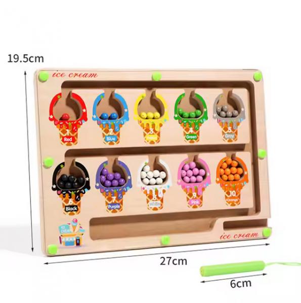 Magnetisches Holz-Eiscremefarben-Labyrinth