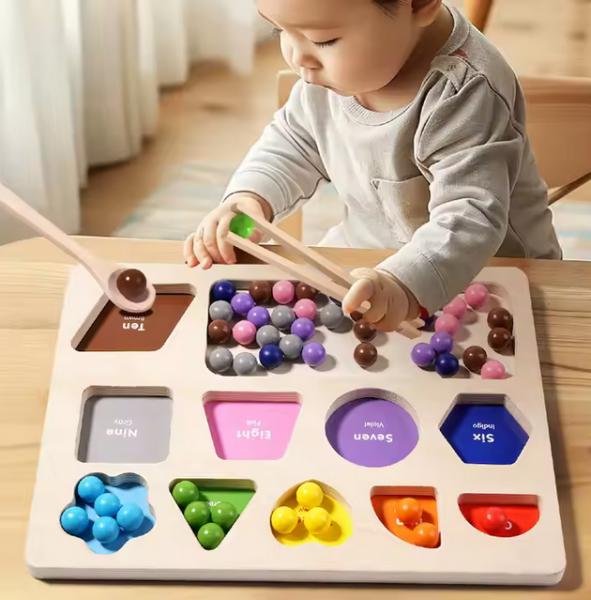 Montessori Holzperlen - Sortierspiel - Lernspielzeug