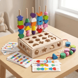 Montessori - Steckspiel mit Sortierbrett - Geometrie
