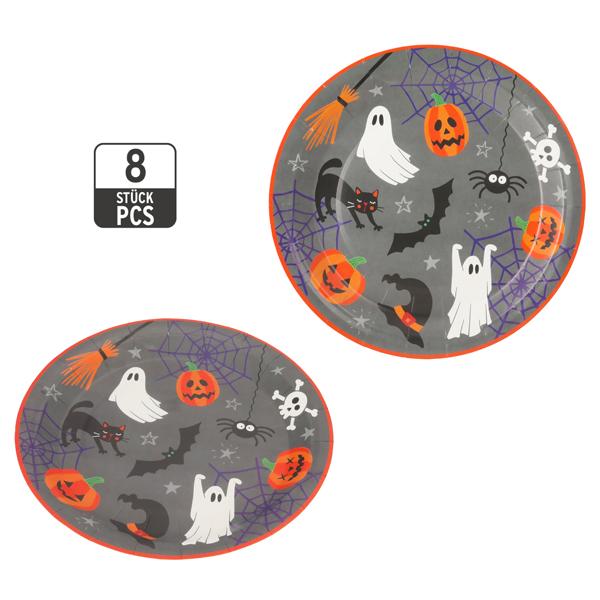 Pappteller Halloween, 8er Set, ca. 23cmD