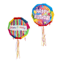 Pinata Happy Birthday, faltbar,  2/s, rund, ca.44cmD