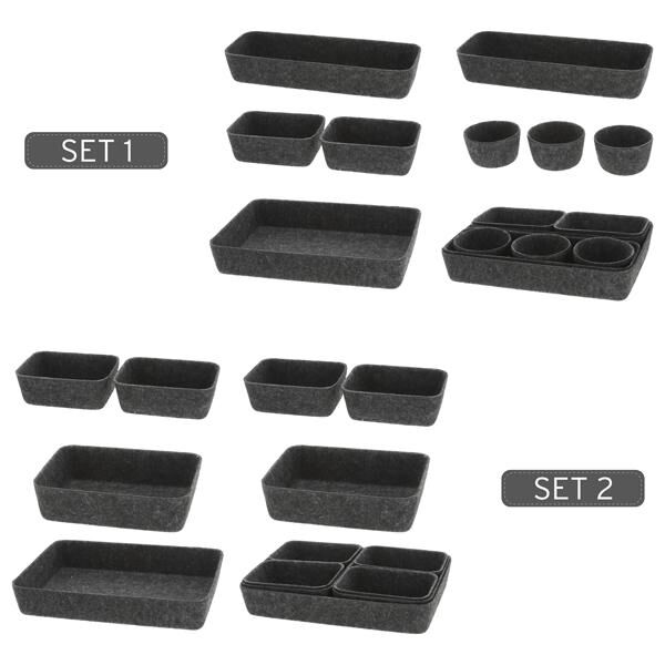 Drawer Organizer Set, Felt, Anthracite, 2-piece set