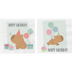 Servietten Happy Birthday Capybara, 2/s, 20er Pack