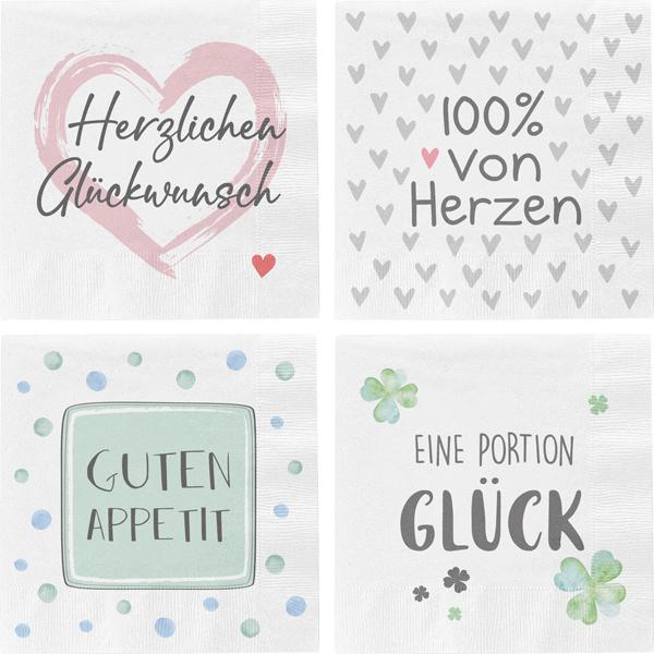 Servietten, Spr&uuml;che Bunt, 4/s, 20er Pack