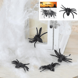 Spiders, set of 4, black, approx. 6 cm