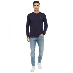 sportliches Formula E Herren Langarm-Shirt Baumwoll-Shirt mit Formula E Logo und Schriftzug Longsleeve 701223396 001 Navy-Blau