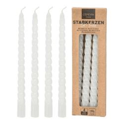 Stabkerzen Twisted 4er Set Weiss ca. 20cmH
