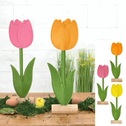 Tulip Felt on Wooden Base, 3/s, Design 1, small, approx. 30 cm H
