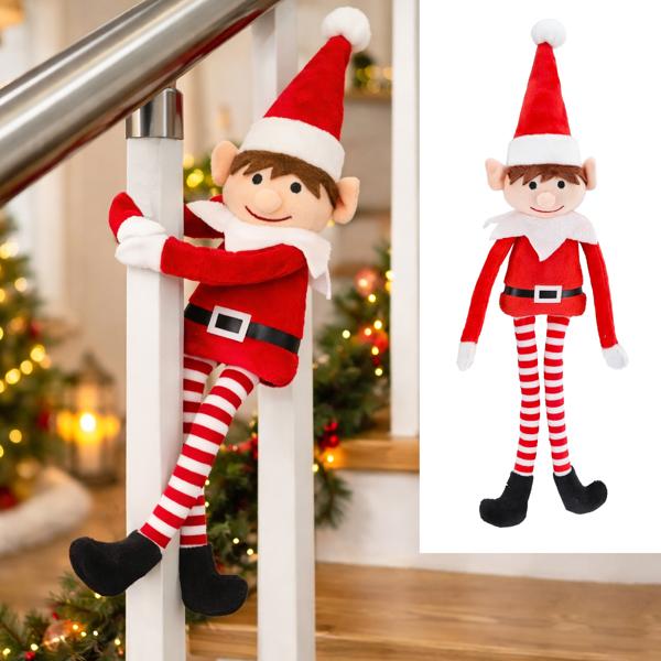 Weihnachtself Pl&uuml;sch ca. 40cm mit Kletth&auml;nden