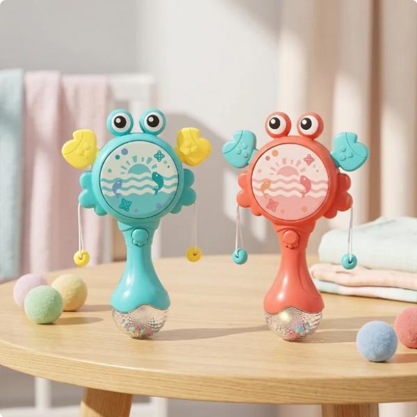 Baby Rassel Krabbe - Lernspielzeug mit Glitzergriff