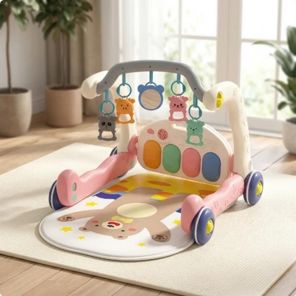 Baby Spielmatte mit Lauflernwagen - 5-in-1 Aktivitätscenter