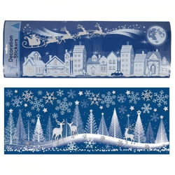 Window sticker Christmas village 53 cm 2 assorted
