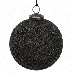 J-Line Weihnachtskugel, glitzernd, schwarz, 12 cm