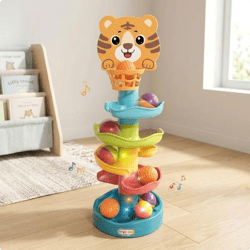Kinder Kugelbahn mit Tiger-Motiv - 5 Bälle