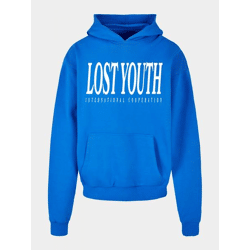 lässiger Lost Youth Herren Hoodie große Kapuze Kapuze 460 g/m² mit Baumwolle Blau