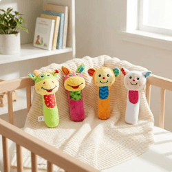 Plüsch-Babyrasseln - Tier-Greiflinge