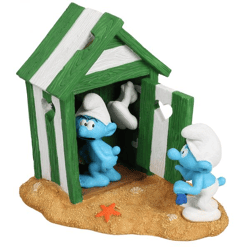 Smurfs with beach cabin - decorative figurine