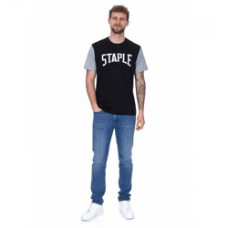 STAPLE Men's T-Shirt: Stylish cotton T-shirt with large brand logo on the front 2208C7058 Black