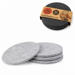 Gray Felt Coasters, 10 cm, Assorted Set of 4