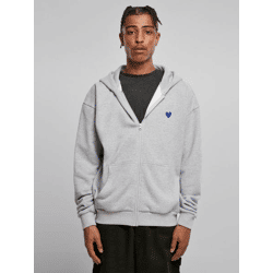 weicher Mister Tee Herren Hoodie Reißverschluss Kapuze 460 g/m² mit Baumwolle Grau